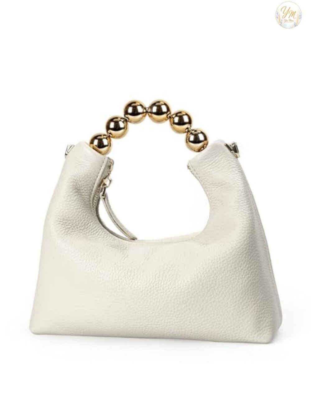 Genuine Leather Top Handle Clutch Purse - Designer Pearl Tote Bag with